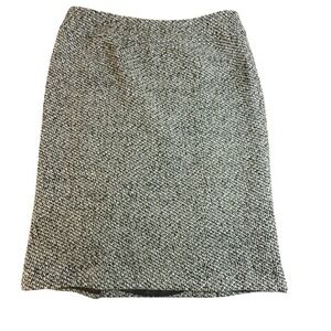 Lafayette 148 New York Wool Cashmere Tweed Pencil Skirt Black White Size 14